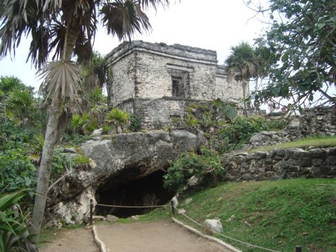 One of the ruins built atop a small cenote.