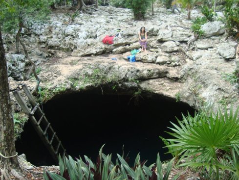 Me at the Cenote. This was the biggest opening but there were smaller ones dotted around the area.
