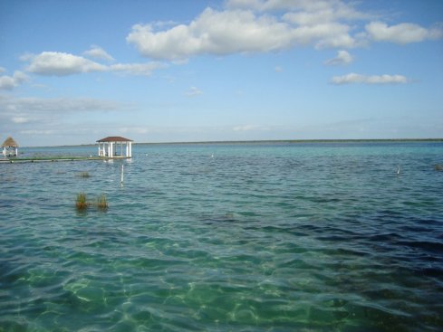 The clear waters of the Bacalar Lagoon.