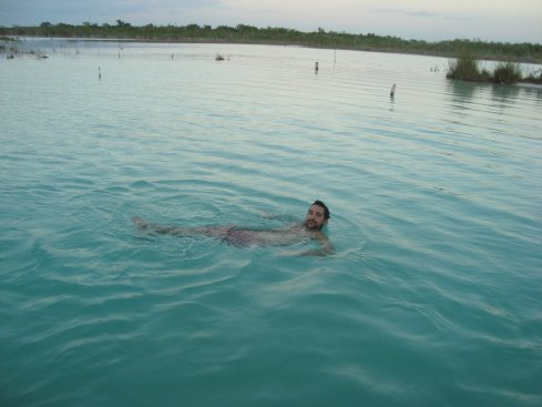 Enjoying the water on the far side of the lagoon.