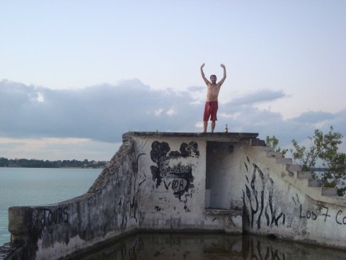 Jumping from this abandoned construction at the pirate channel.