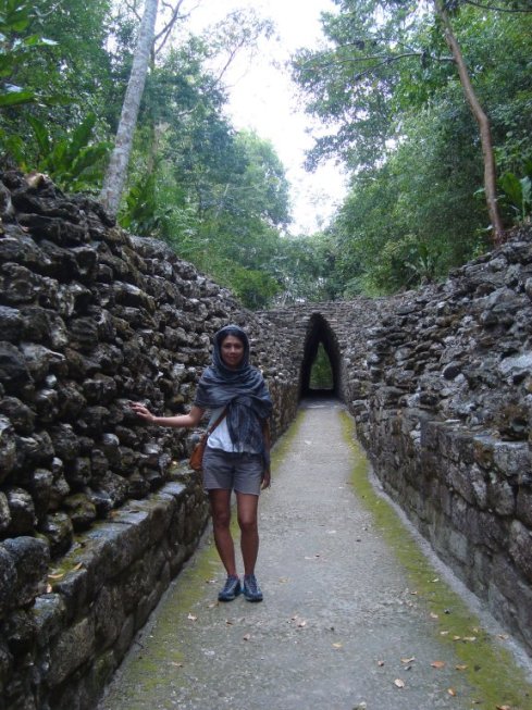 One of the walkways at Becan. It was raining when we arrived, and for much of the time we spent at the site.