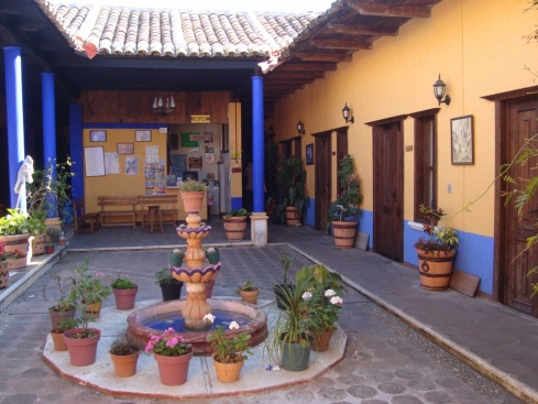 The pretty courtyard at Posada Las Flores.