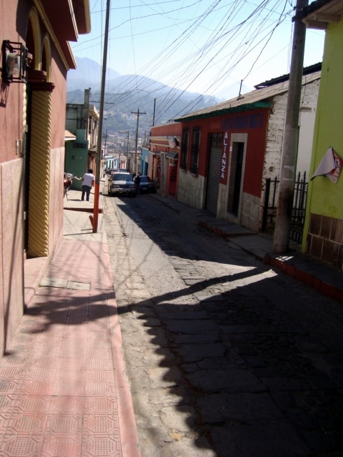 Narrow cobbled streets.