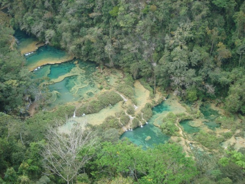 The view of the limestone pools from the mirador at Semuc Champey.