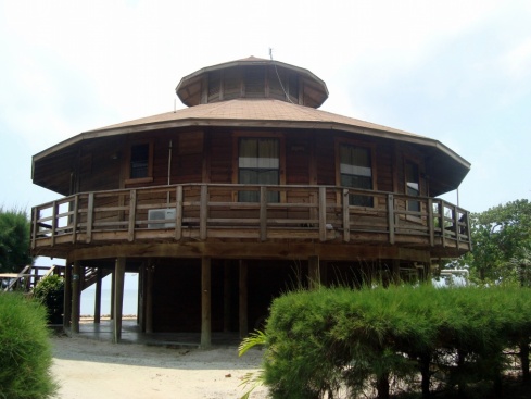 This beautiful round house is right on the beach.