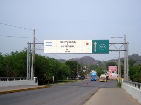 The end of the bridge and the entrance into Nicaragua.
