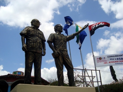 Statues of Tomas Borge Martinez and Carlos Fonseca Amador founder and commander of the FSLN (Frente Sandinista de Liberacion Nacional).