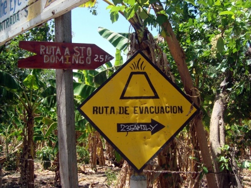 Evacuation route in case of eruptions.