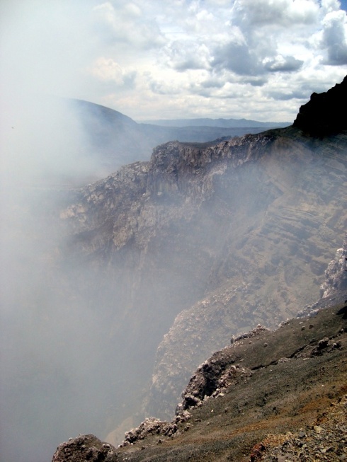 The steaming crater of Volcan Masaya.