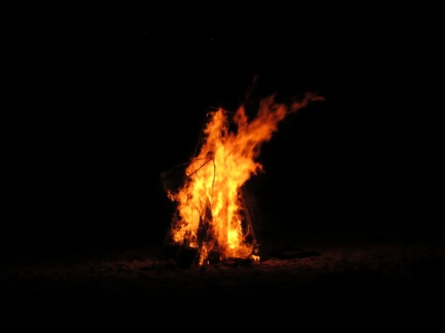 Bonfire on the beach at Moonlight.