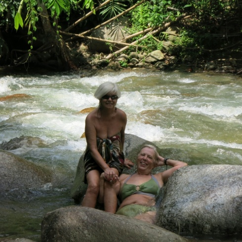 Relaxing in our very own spot near Gopeng, Perak. Pilar was so happy with her natural spa experience.