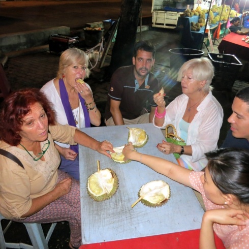 Introduction to the exotic durian, which they enjoyed.