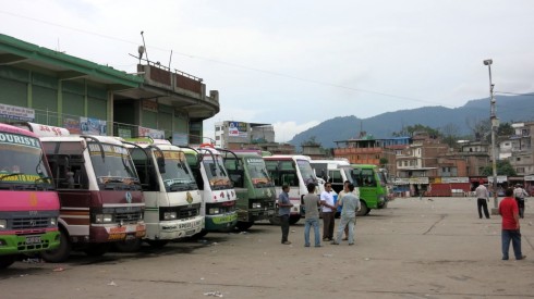 The local bus station where we caught our bus to Pokhara.