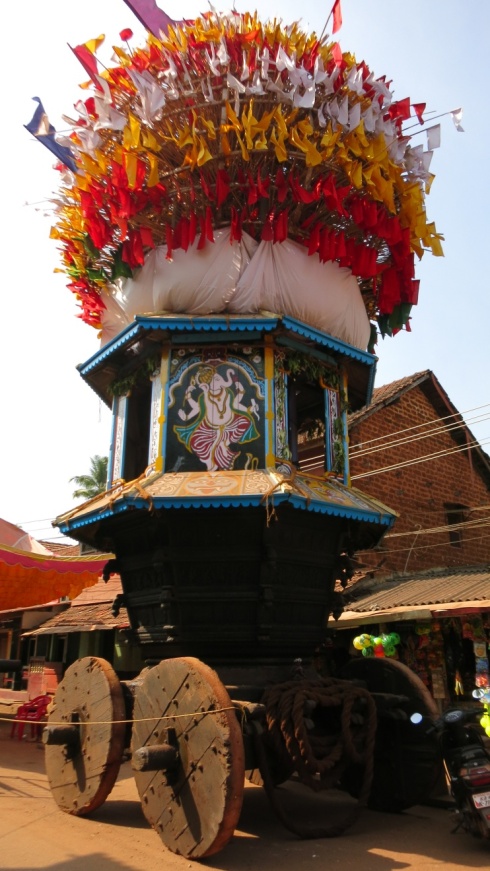 A huge wooden chariot in the pilgrimage town of Gokarna.