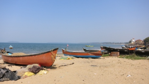 Fishing boats in the town of Karwar, northern Karnataka.
