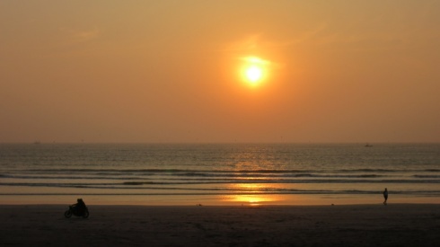Our last sunset on the Maharashtra coast, western India.