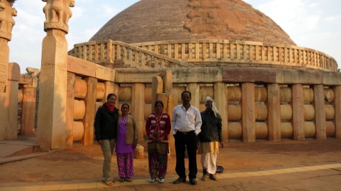 Posing with a family we met at the Sanchi stupas.