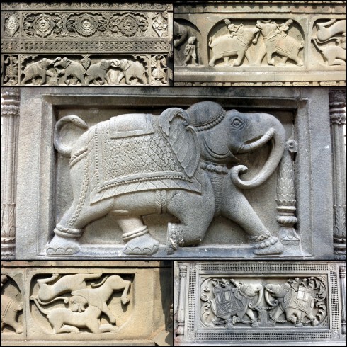  The carvings around the temple cover a wide range of themes and feature exquisitely-carved elephants and a mythical lion.