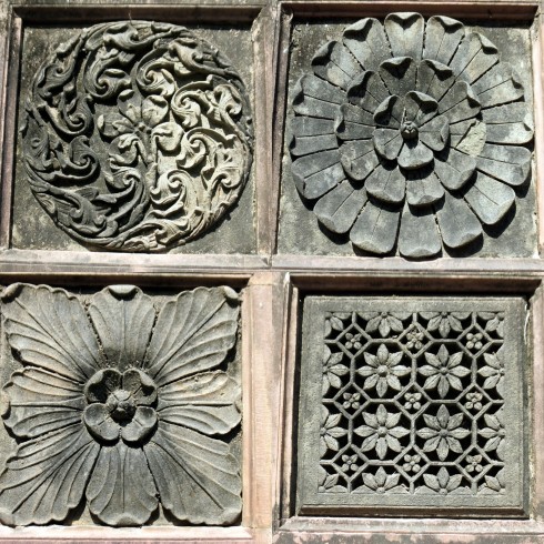 Some of the floral motifs that have been carved with a 3D effect.