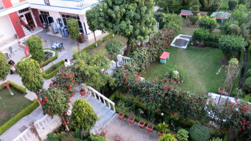The garden of Hotel Surya. This photo was taken from our balcony.