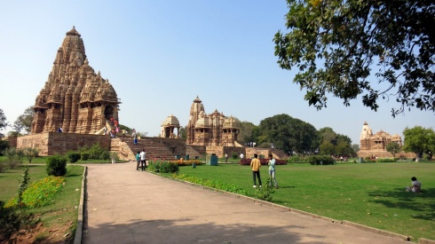 The main group of temples in Khajuraho, a popular tourist destination.